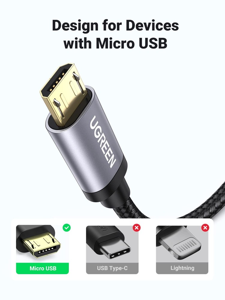 UGREEN Micro USB Cable, 3FT High Speed Fast Charging 3FT, Black