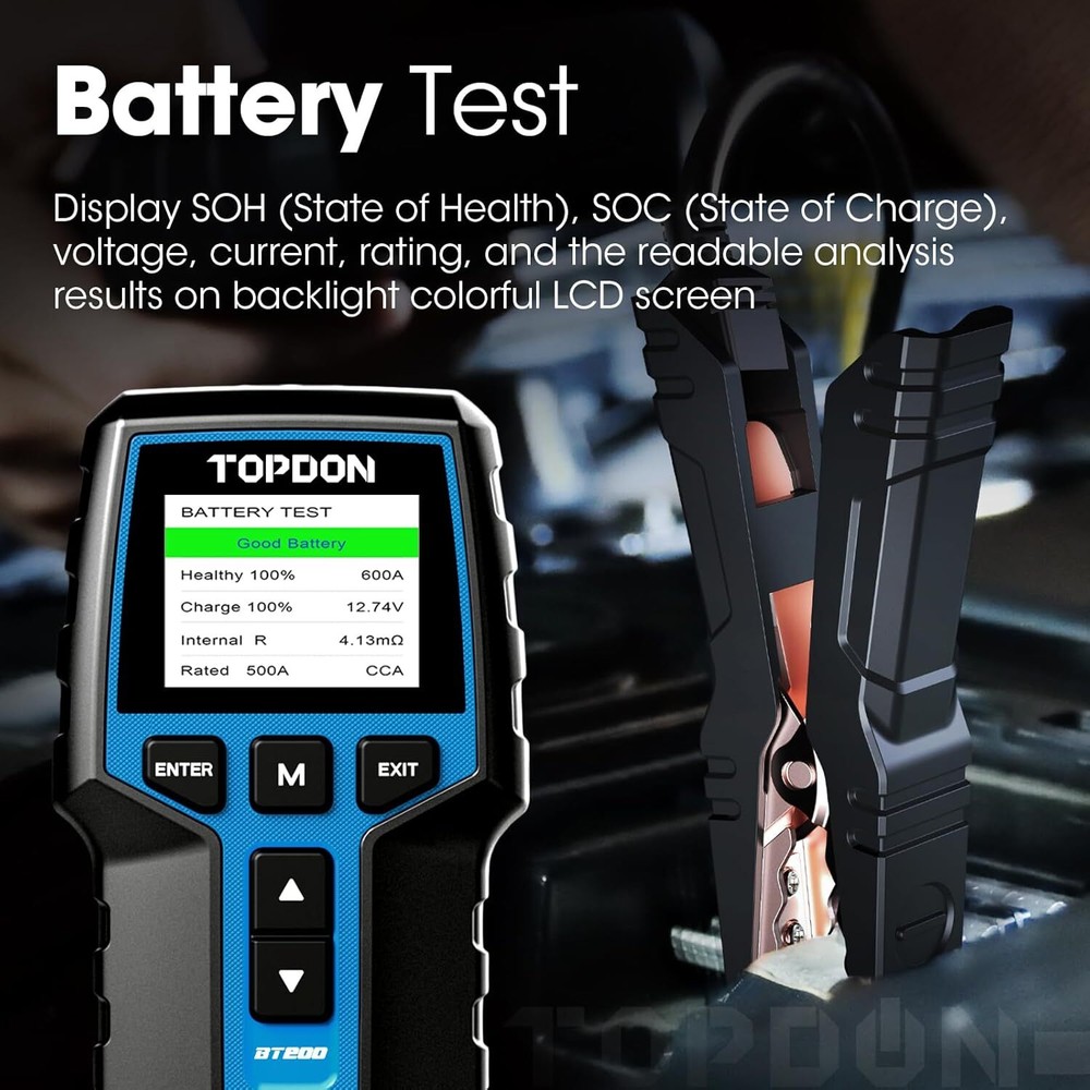 12V-24V 100~2000CCA Car Auto Battery Tester Load Drop Charging System Analyzer