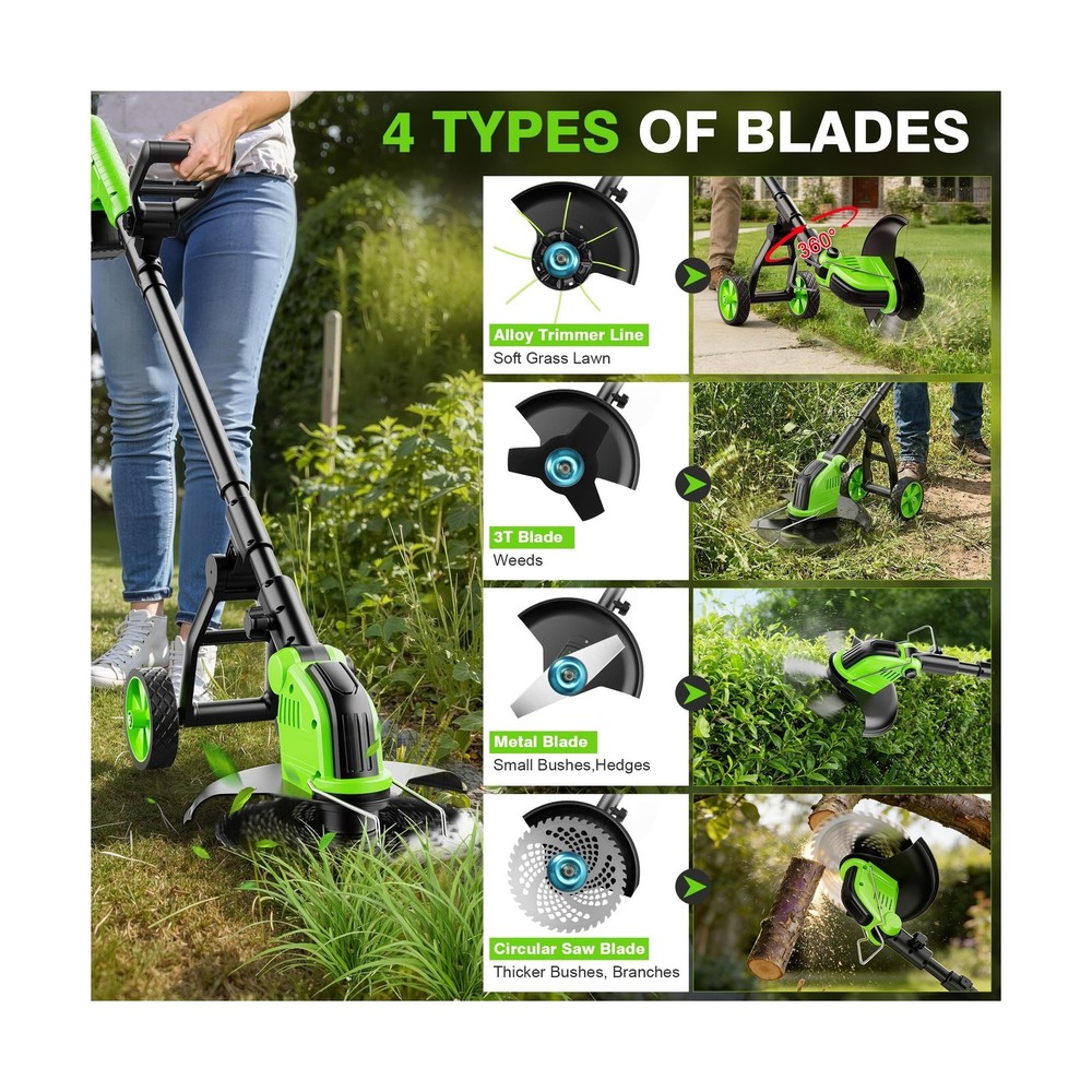 12" Stringless Weed Wacker Cordless Eater, 20000 RPM Powerful Battery Powered...