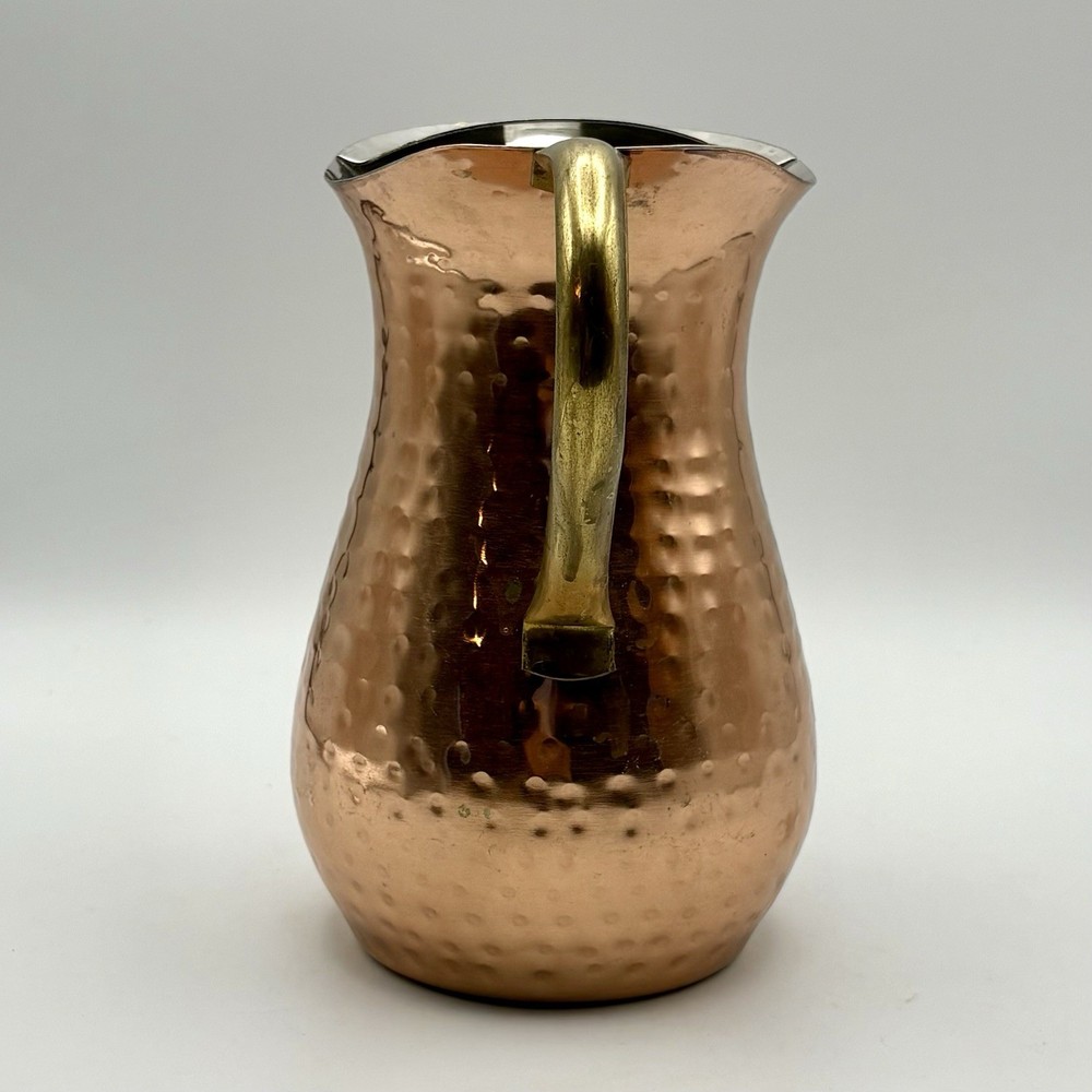 Vintage ODI Hammered Copper Pitcher With Brass Handle