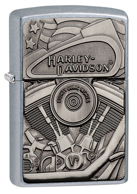 Zippo Unisex Harley Davidson Engine Street Chrome Lighter, Windproof