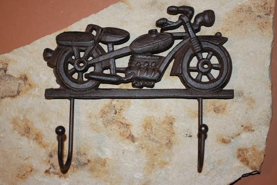 (2)pcs, Vintage Motorcycle Wall hook, Biker Garage Wall Decor, Solid Cast Iron