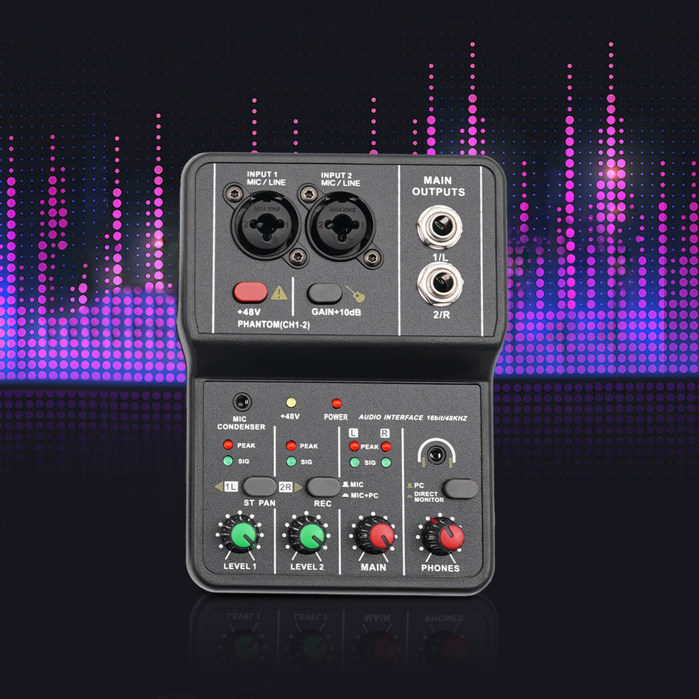 2Channel Mini Audio Mixer Bluetooth USB DJ Sound Mixing Console Amplifier Studio