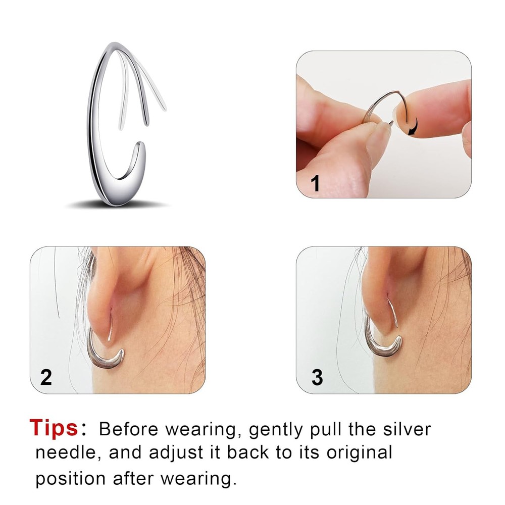 Tiny Pull Through Earrings Small Teardrop Hoop 925 Sterling Silver
