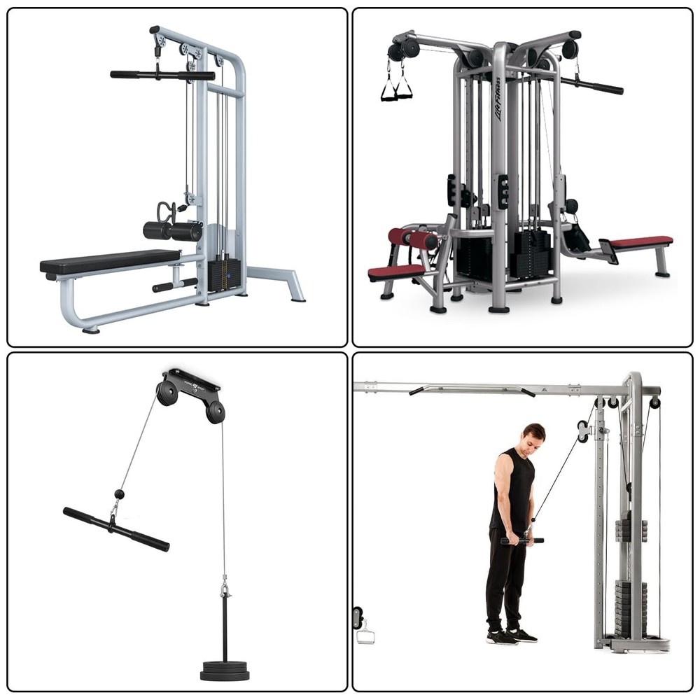 Pulldown Straight Bar Rotating Steel with Rubber Grips LAT Pull Down Handle f...