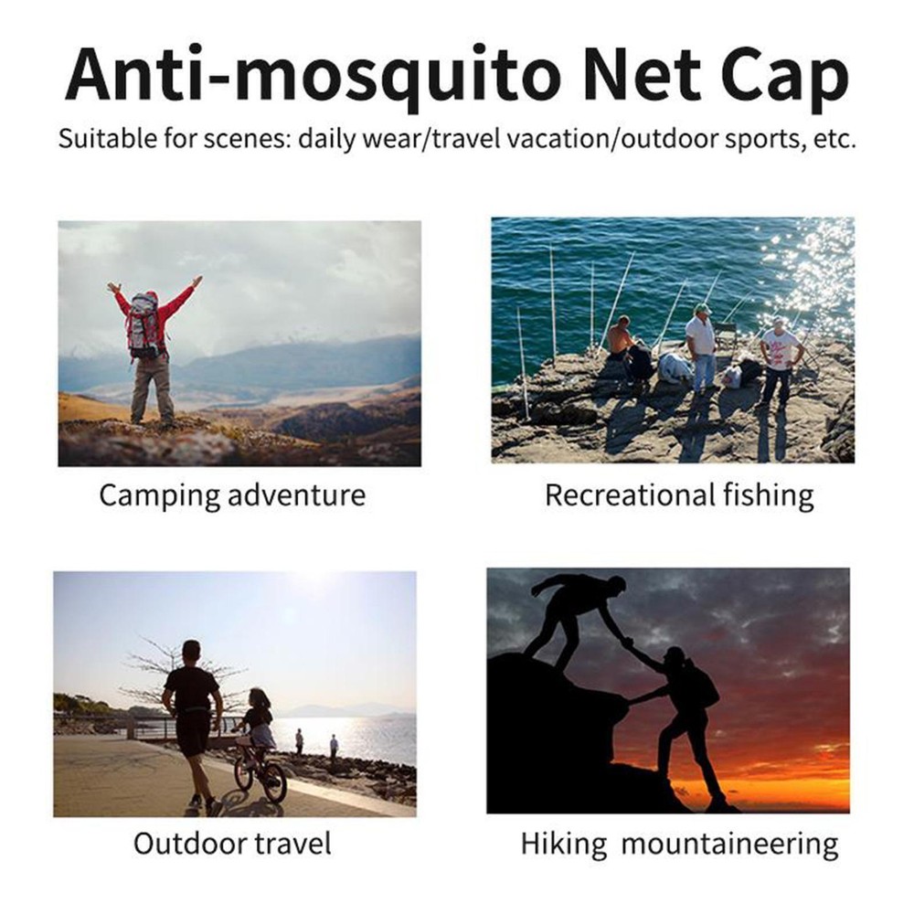 Mosquito Insect Hat Bug Mesh Head Net Camping Face Protector