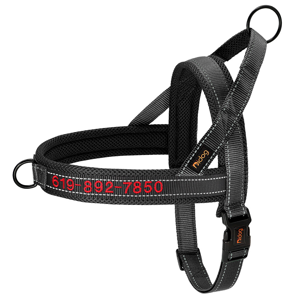 Personalized Embroidered Dog Harness Reflective Nylon No Pull Vest Custom Name