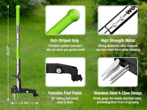 Stand Up Weed Puller Tool with Ergonomic 39" Long Handle Heavy Duty