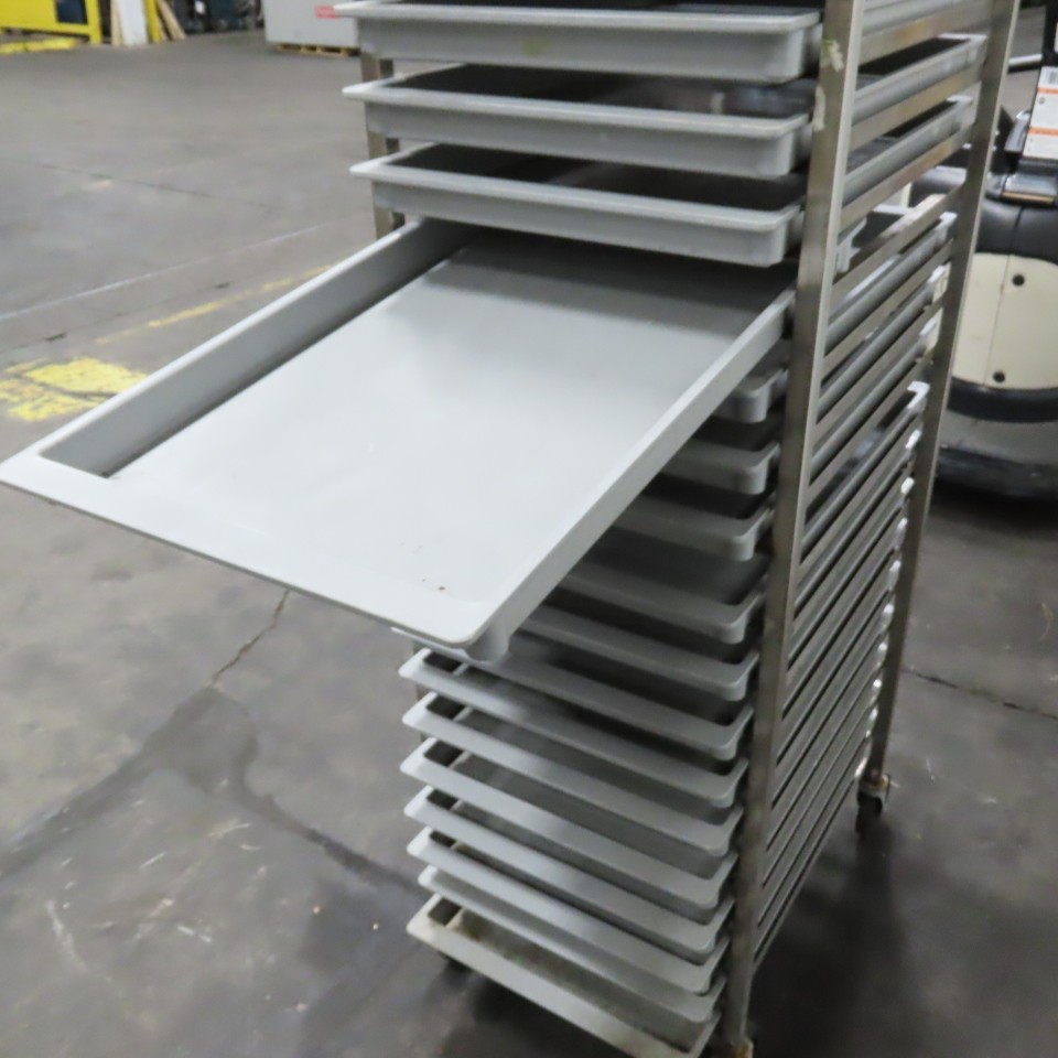 M & E Mfg. Stainless Steel Single End Load Nesting Baking Rack 20 Pan Capacity