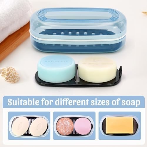 OZNER Solid Shampoo Bar Holder,Travel Soap Case,Large Blue