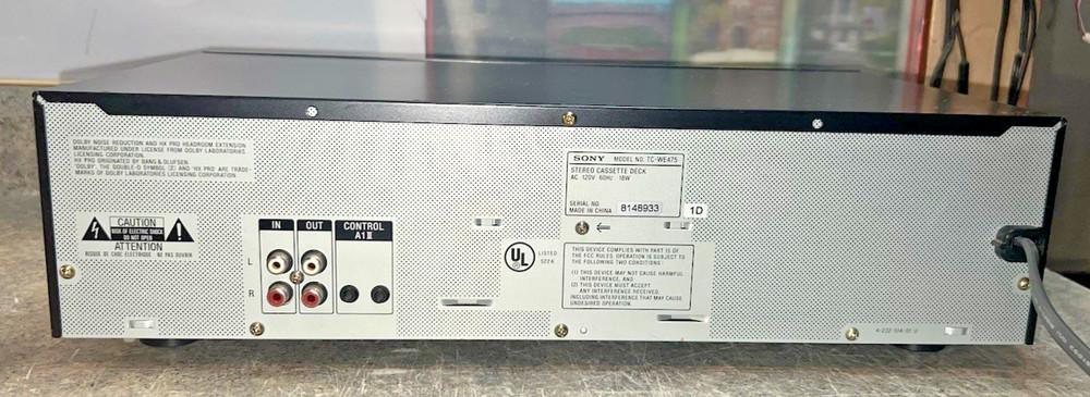 SONY Stereo Cassette Deck Model: TC-WE475