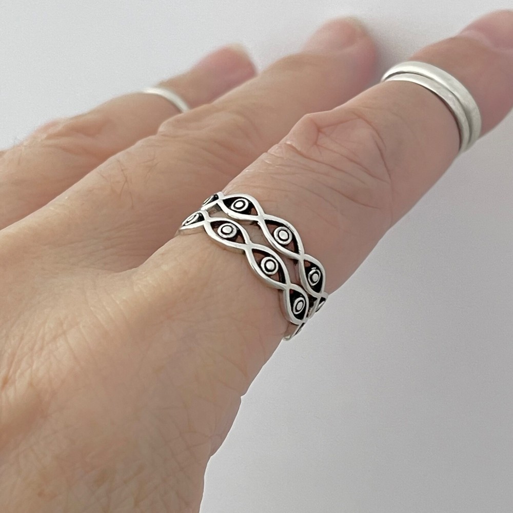 Sterling Silver Eternity All Seeing Eye Ring, Silver Rings, Religious Ring