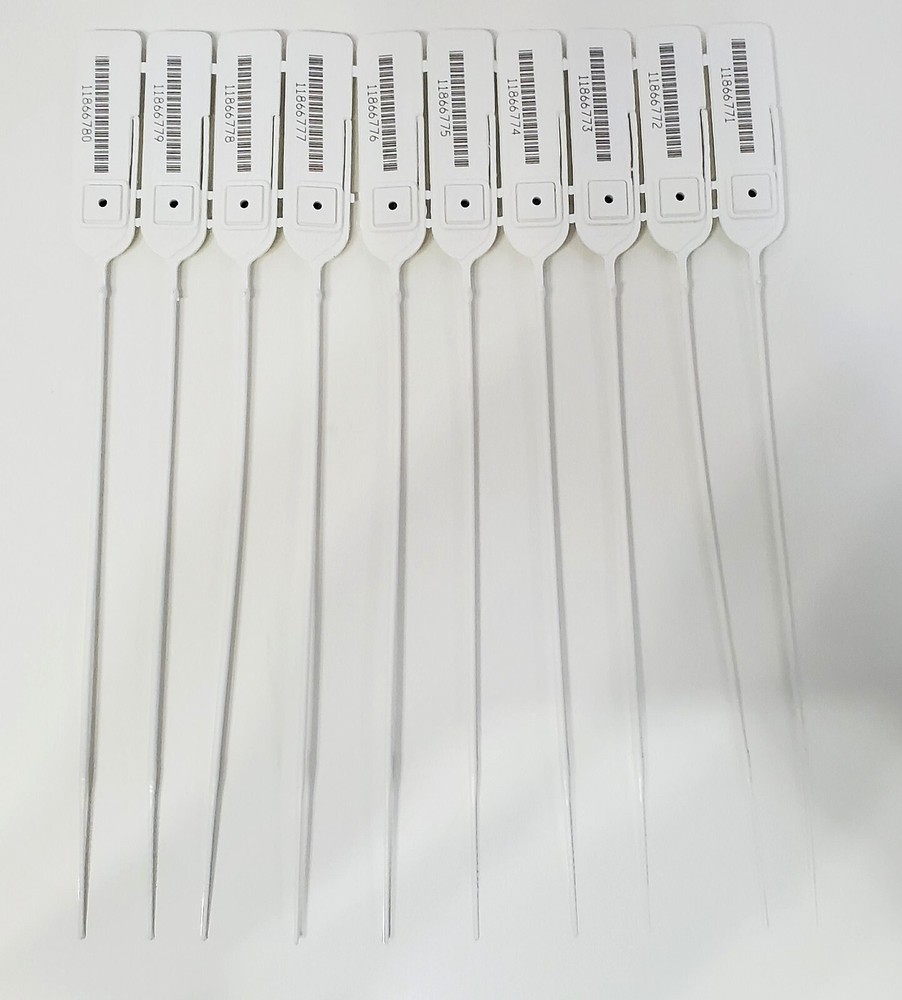 Plastic Security Cable Seals 50 Pack Barcode Tags Tamper Proof Inventory White S