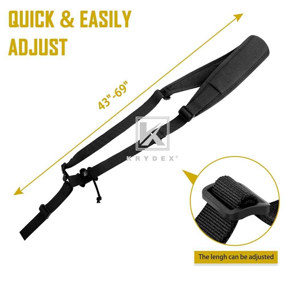 KRYDEX Tactical Sling Strap Modular Slingster Pull Tab 1Point Quick Adjust Black