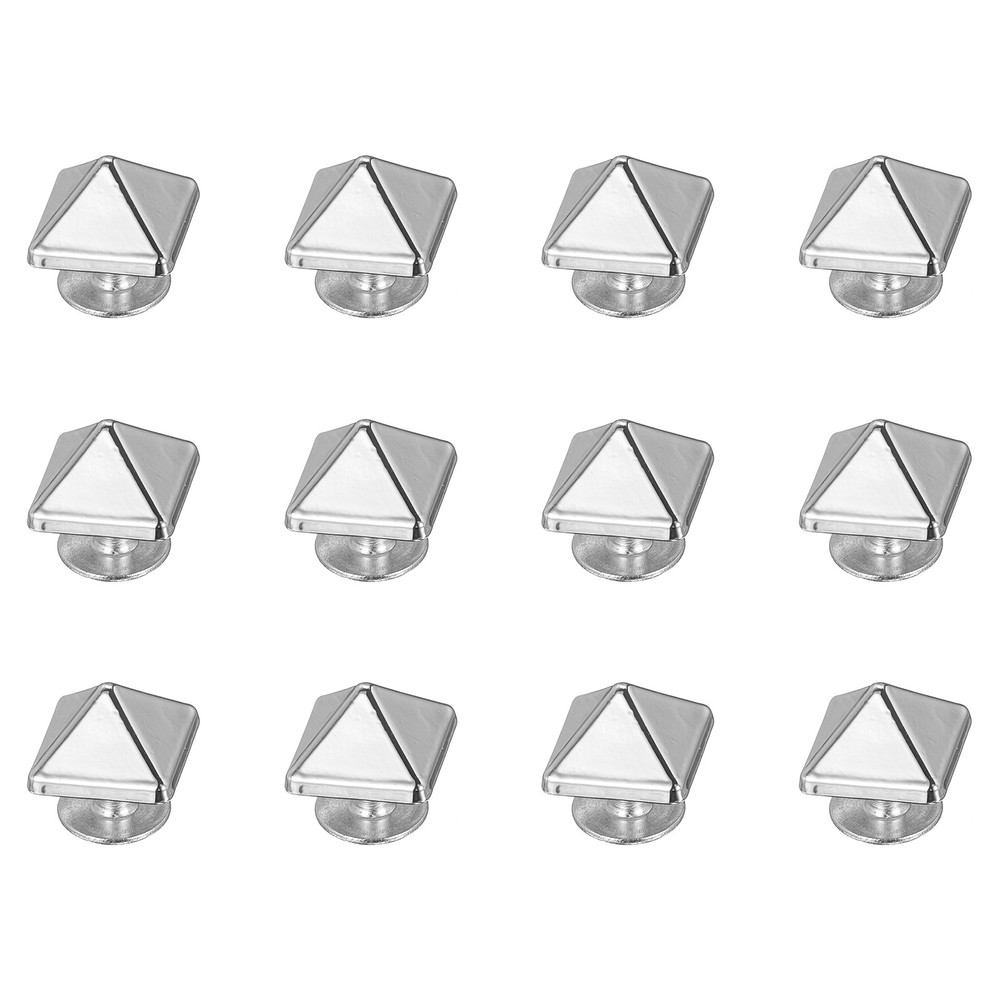 12 Pcs Square Spike Studs Rivets 10mm Metal Leather Rivets, Silver