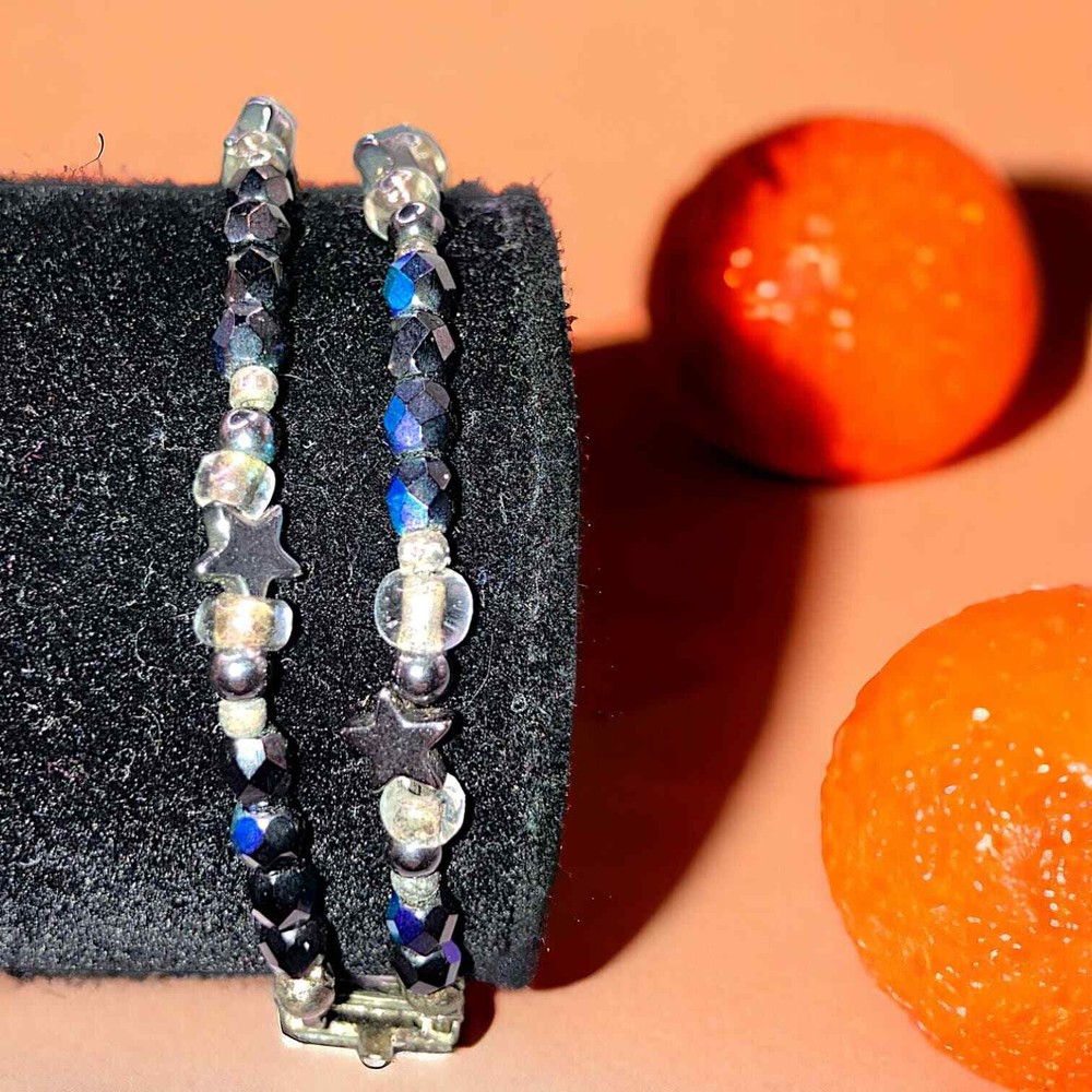 Double-Layer Translucent Colored Beads and Stars Bracelet!