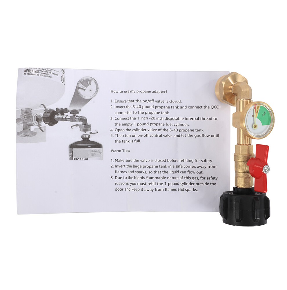 On-Off Control Valve Propane Refill Adapter 90-degree elbow