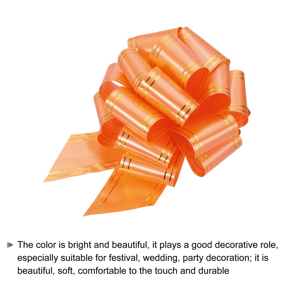 5pcs 6" Large Pull Bow Metallic Orange Gift Wrapping Bows with Gold Edge