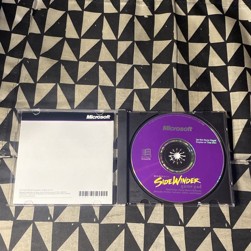 Microsoft Sidewinder Game Pad Game Device Software Vintage Windows 95 (1997) PC