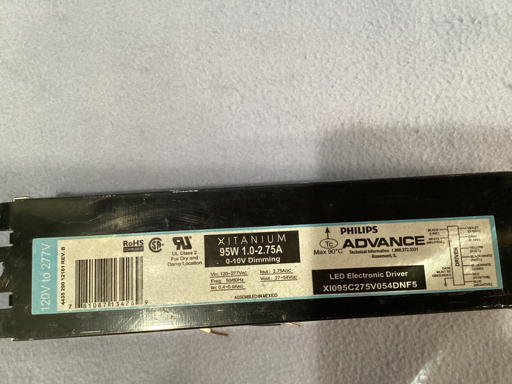 PHILLIPS LED ELECTRONIC DRIVER, X1095C275V054DNFS