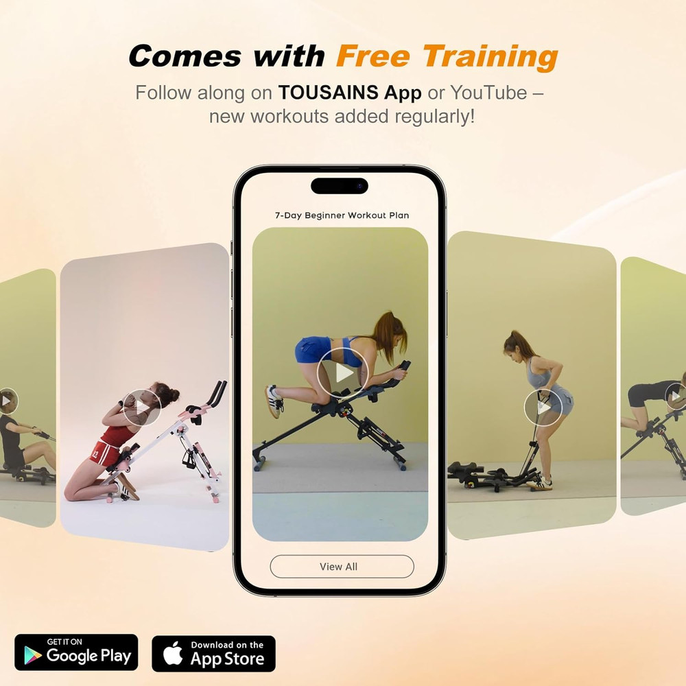 TOUSAINS 3 in 1 Ab Machine, Foldable Rowing Machine & Cable System, Core Trainer