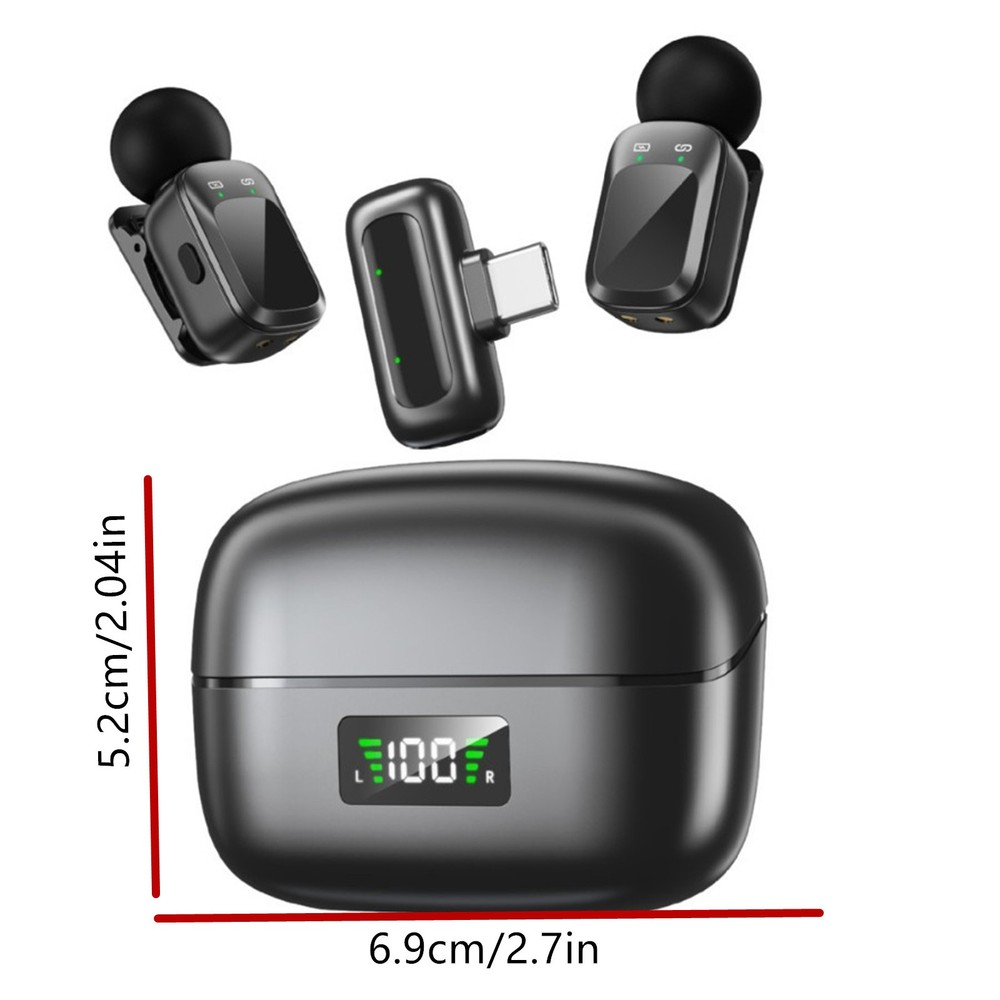 Wireless Type-C Microphone with Charging Case for Android iPhone Video Recording