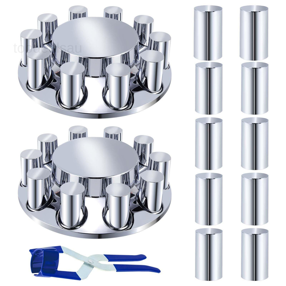 Front Axle Cover Kits ABS Chrome Plastic with 33mm Thread-on (2)