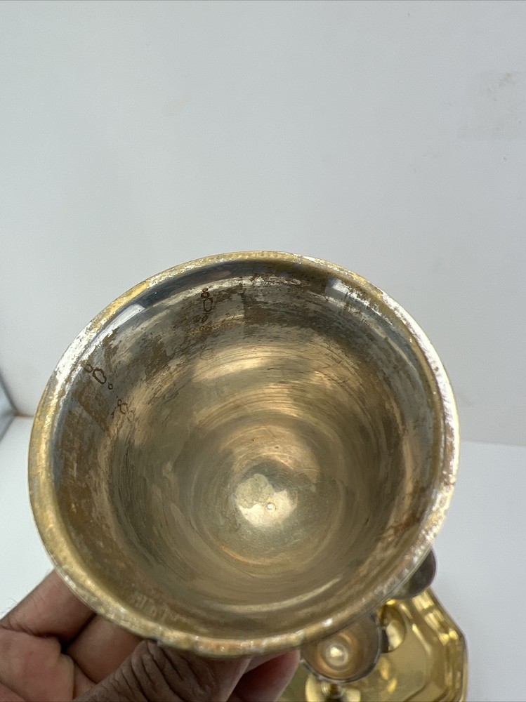 Vintage Mini Brass Goblet Cordials Set With Tray