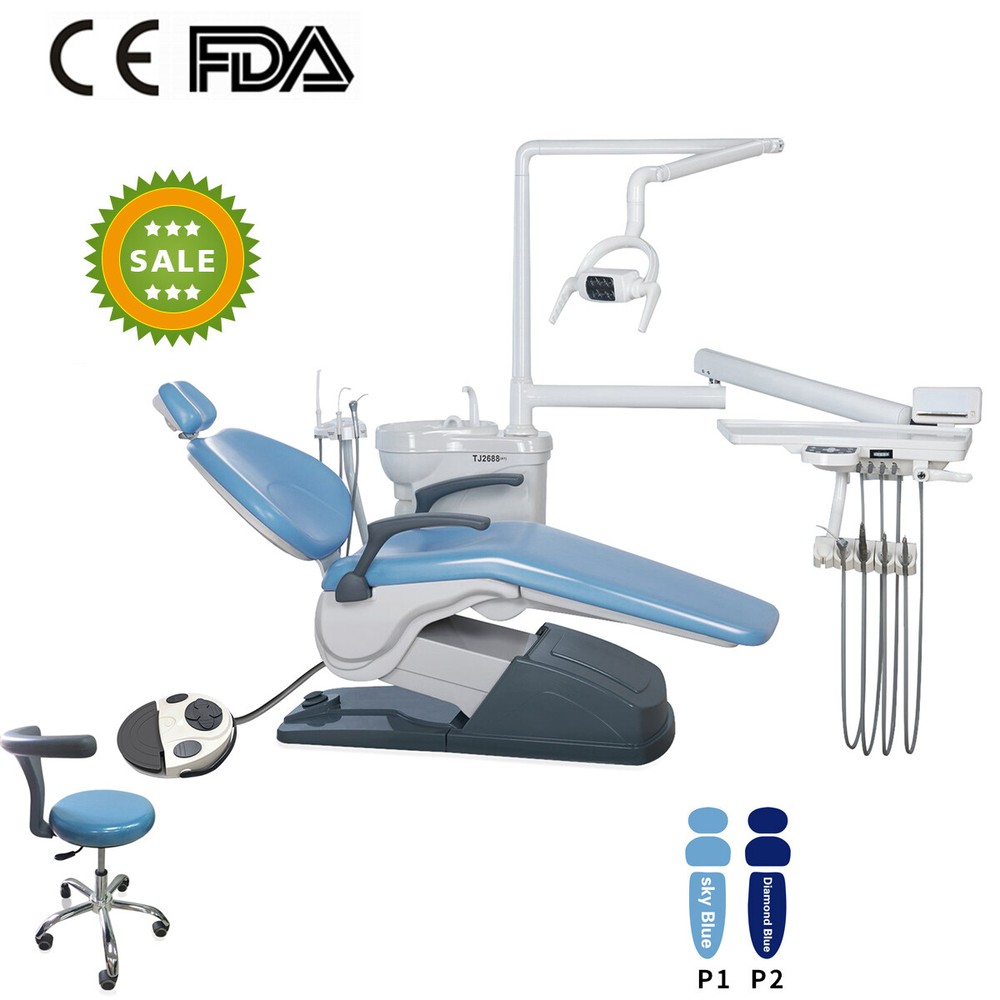 Dental Chair Unit PU Leather Computer Controlled DC Motor + Stool Kit