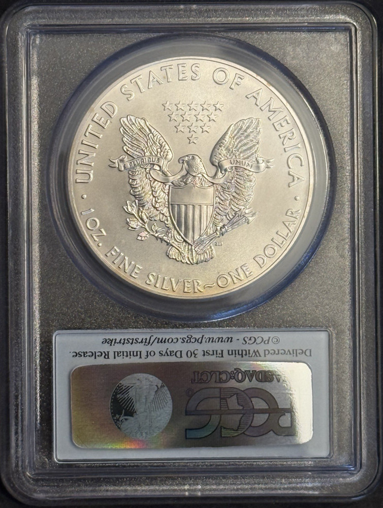 2013-(W) Silver Eagle PCGS MS69 First Strike Flag Label Struck at West Point