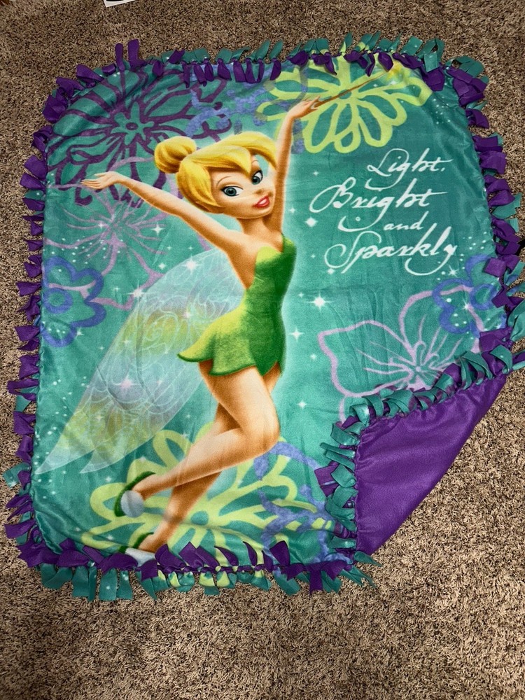 Hand-Tied Fleece Blanket/Throw Tinkerbell NEW