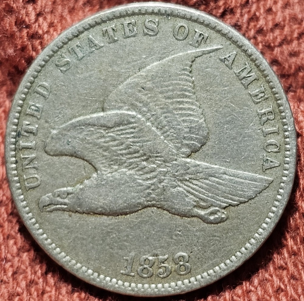 1858 Small Letters Flying Eagle Cent 1C Early US Type Nice VF