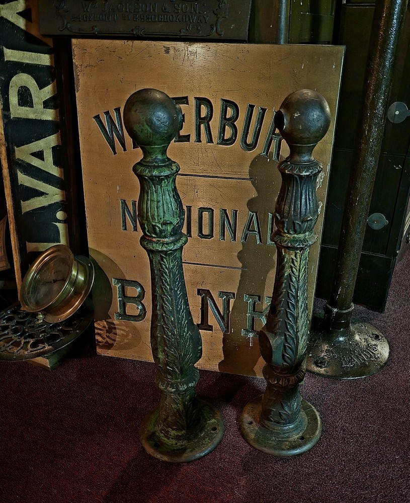 Old CAST IRON Architectural Salvage Holyoke Ma Rail Posts Pair