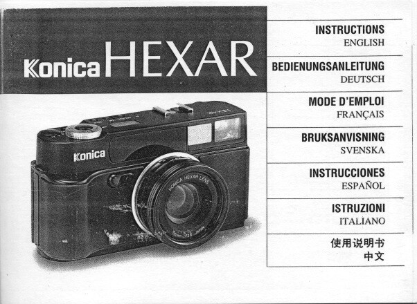 Konica Hexar Black Instruction Manual multi-language: Reprint
