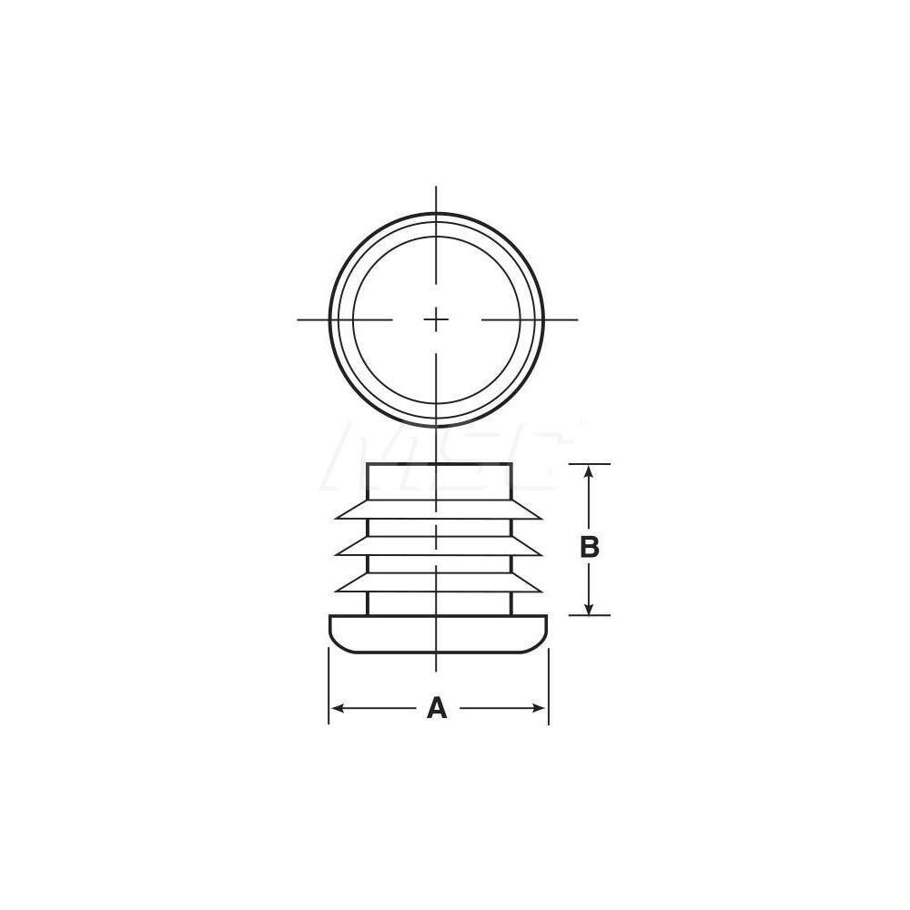 Caplugs Round Head Plug 1-1/8" OD, Polyethylene, Black