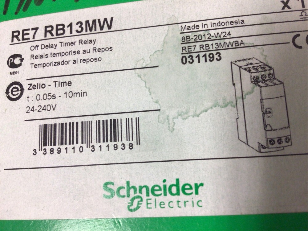 Schneider Electric Delay Timer Relay RE7 RB13MW