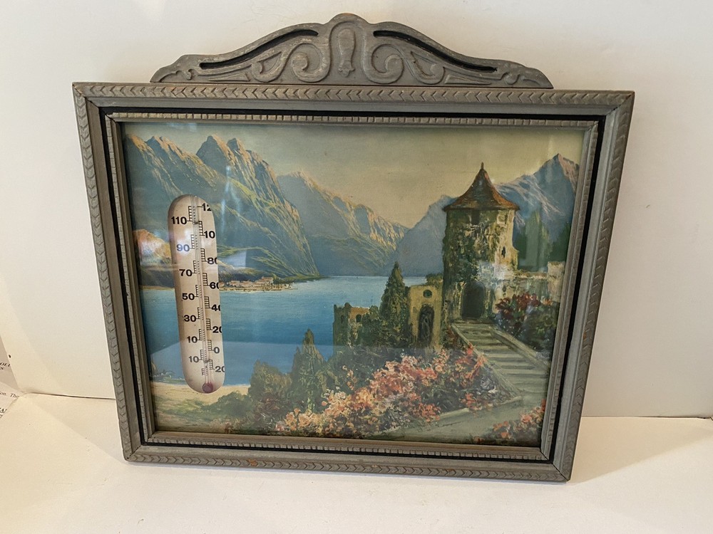 Art Deco Style Castle Print w/ Thermometer