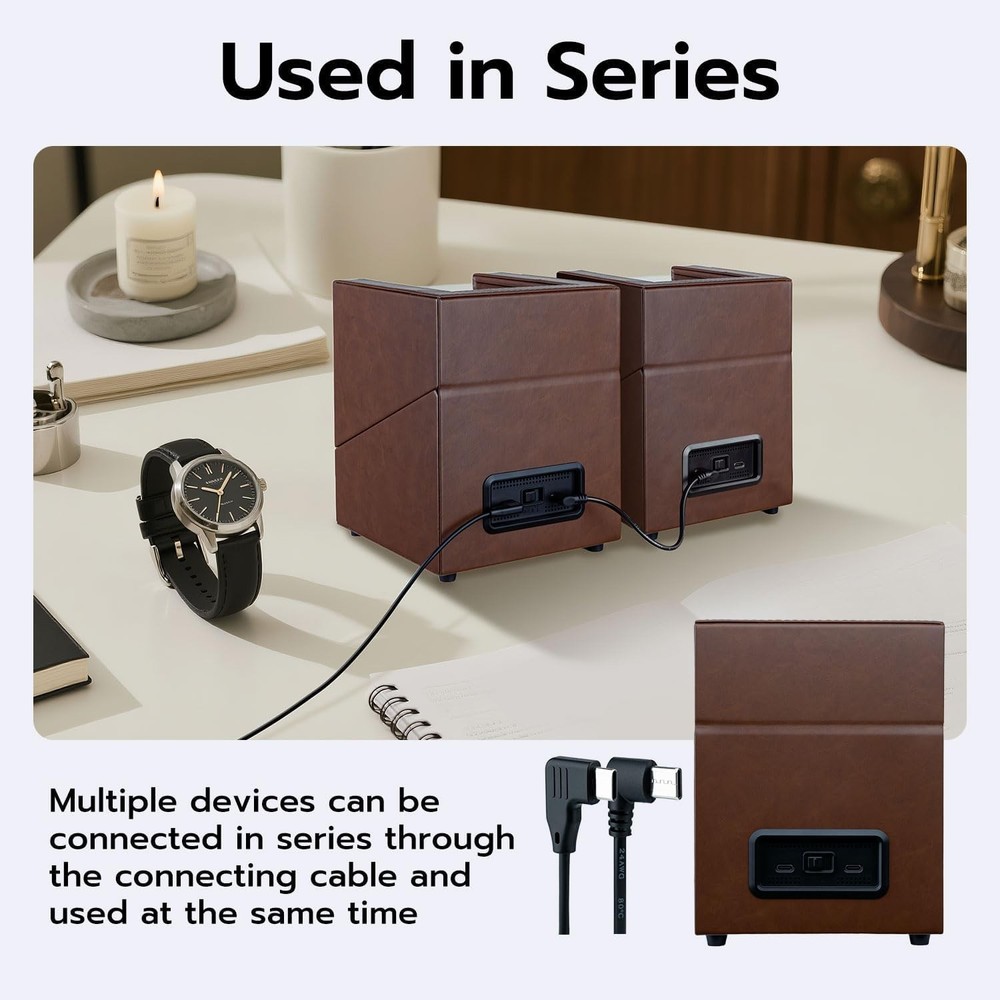 Automatic Rotation Double Watch Winder Box Leather Storage Display Case Gift new