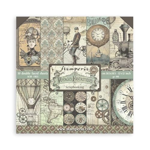 Stamperia Intl Scrapbooking Paper, Multi-Colored 10 Pack