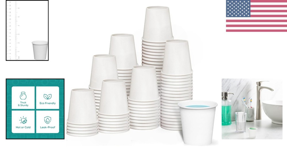 Versatile 3 oz. Disposable Bathroom Cups - 100 Pack, Eco-Friendly Solution