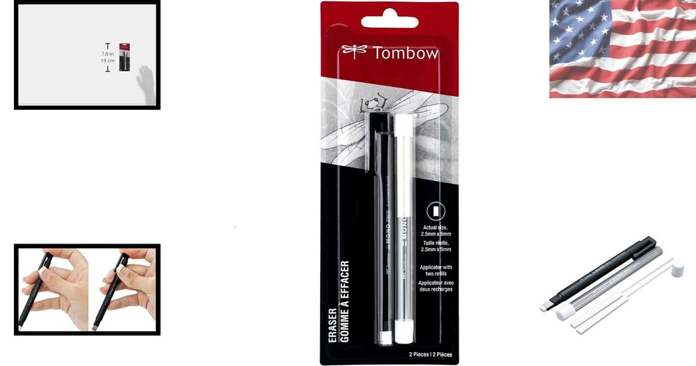 Compact MONO Zero Eraser with 2 Refills - Ideal for Drawing and Precision Work