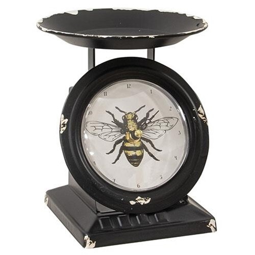New - Distressed Black Scale Tabletop Clock - BEE design -  7" Tall