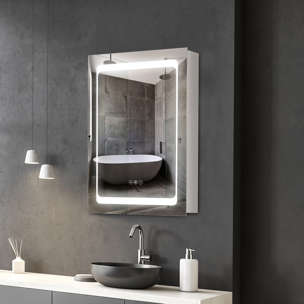 Bathroom Cabinet with Mirror Silver