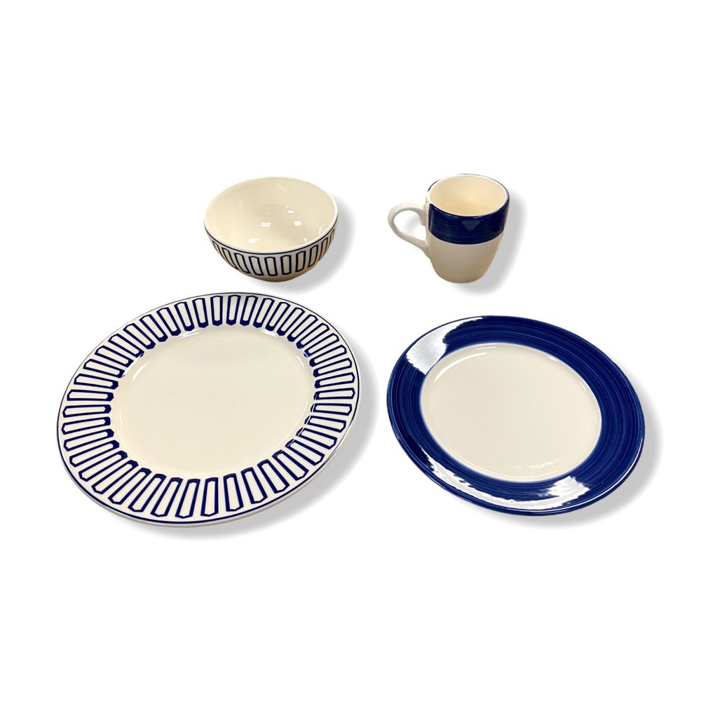 $220 Matceramica Blue Geometric Dinnerware 11-Piece Set