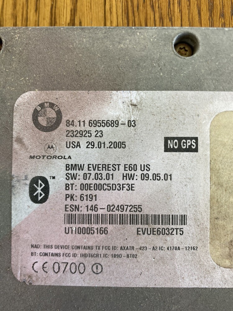 BMW E60 BLUETOOTH TELEMATICS TCU CONTROL CDMA 6955689-03