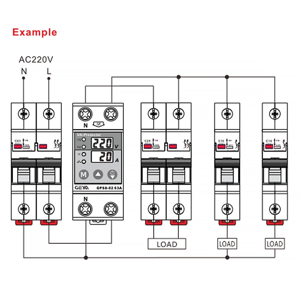 GEYA 02U 63A 110V Over Current Protector Over&Under voltage Protective Device
