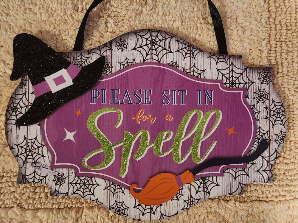Halloween Hanging Witch Spell Sign