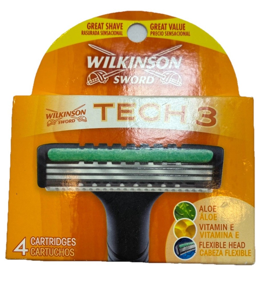 4 Wilkinson Tech3 Blades Shaver Cartridges Refills Fit Schick SubZero Razor
