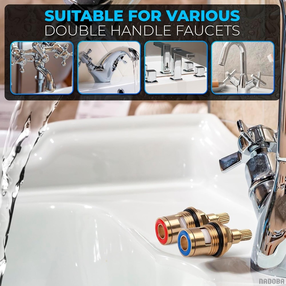 Complete Faucet Valve Replacement Set – 2 Brass Cartridges for Smooth Operation