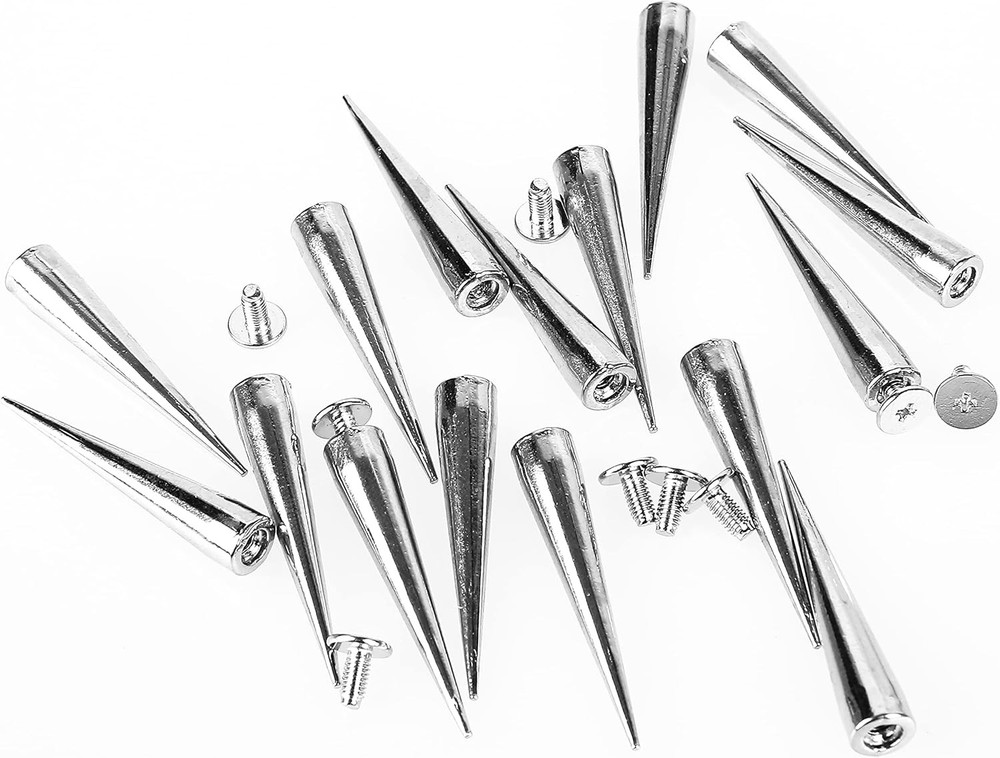 30PCS 40MM Spike and Studs Silver Cone Spikes Punk Large Leather Rivets